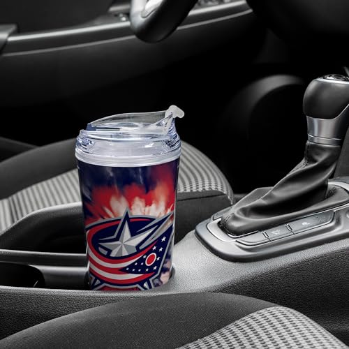 Image of Rico Industries NHL Hockey Team Color Tie Dye 24oz Metallic Acrylic Tumbler with Hinged Lid, Officially Licensed Double Wall Tumbler with Straw