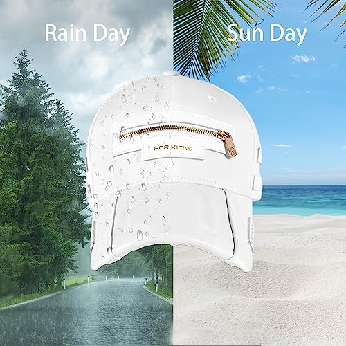 FK-FORKICKS-Luxury-Baseball-Cap-UPF-50-Trucker-Hat-Unisex-Snapback-Hat-Waterproof-Dad-Hat-Girls-Ponycaps-Adjustable-Size-White