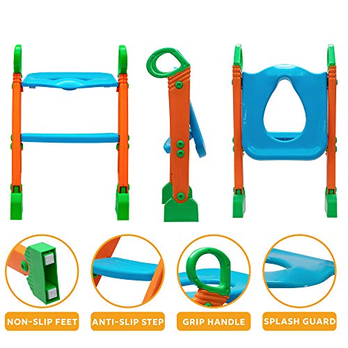 image for OxGord Potty Training Seat with Ladder - Kids Toilet Trainer 2-in-1 To
