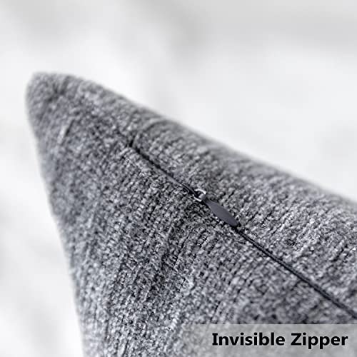 Home Brilliant Cushion Covers 60x60 Chenille Cushion Protectors for Daily Use Super Soft Textured Large Grey Cushions for Bedroom Living Room Set of 2 - Image 3