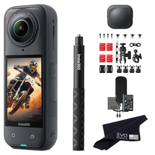 Image of Insta360 X5 Motorcycle Bundle-8K Waterproof 360 Action Camera with 1 /1.28 inch 48MP Sensors, 8K 360 HDR Video, 72MP, 4K Single-Lens |Bundle Includes Motorcycle Bundle, Selfie Stick, Lens Cap (No Card)