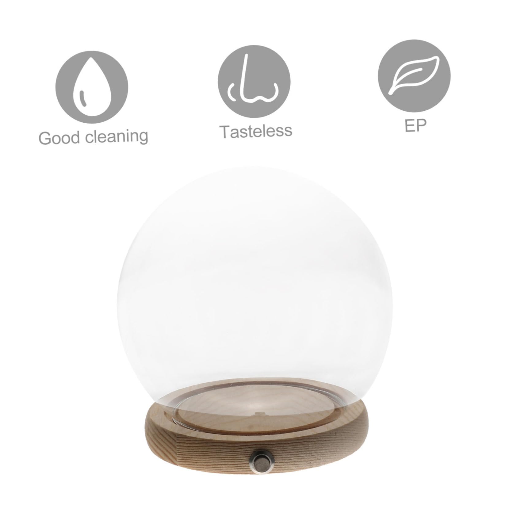 Toyvian Copertura in Vetro per Fiori Eterni con Base in Legno Naturale Cloche Decorativa Luminescente per Casa Vetrina Trasparente con Piedistallo Piatto Centro Tavola Romantico e