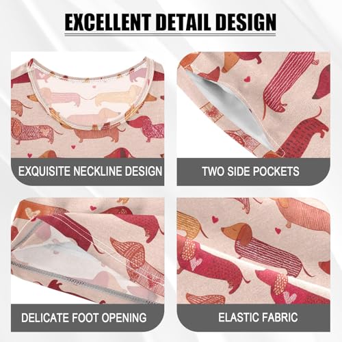Line Dachshund Pattern Summer Cute Pajama Sets, Short Sets for Daily Wears and Sleep Wears4
