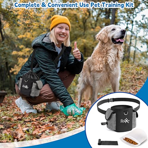 Leckerlitasche für Hunde Bauchtasche Hundetraining mit Hundekotbeutelspender & InnenTasche in Silikon Hundezubehör Leckerlibeutel für Hund mit Verstellbarem Gürtel für Hundefutter Aufbewahrung Gehen