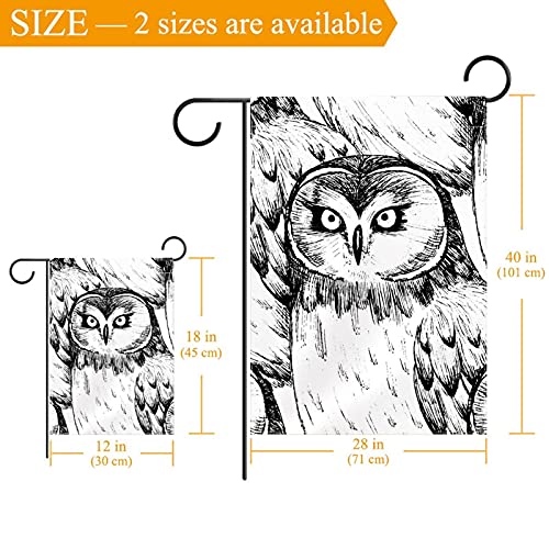 Drapeau de jardin double face hiboux en polyester de qualité supérieure