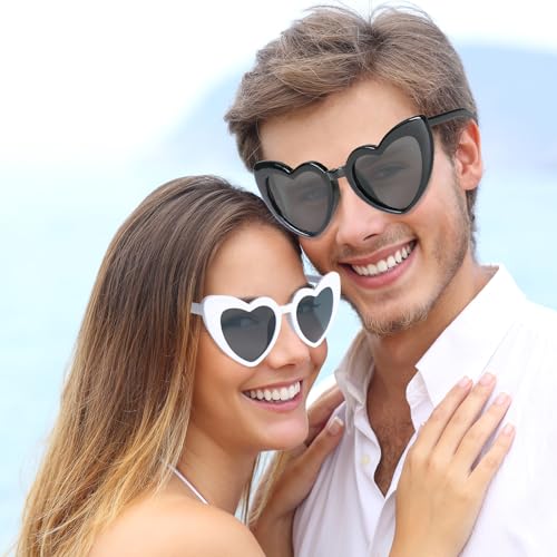 AEAHALY Pink White Black Heart Sunglasses for Women Vintage Bride Heart Shaped Sunglasses Wedding Party Accessories4