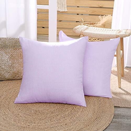 Deconovo Set of 2 Functionl Faux Linen Square Cushion Covers Thro...