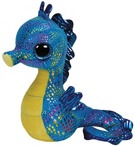 Ty - Peluche Caballito de mar, 15 cm, Color Azul y Amarillo (United Labels 36021TY)