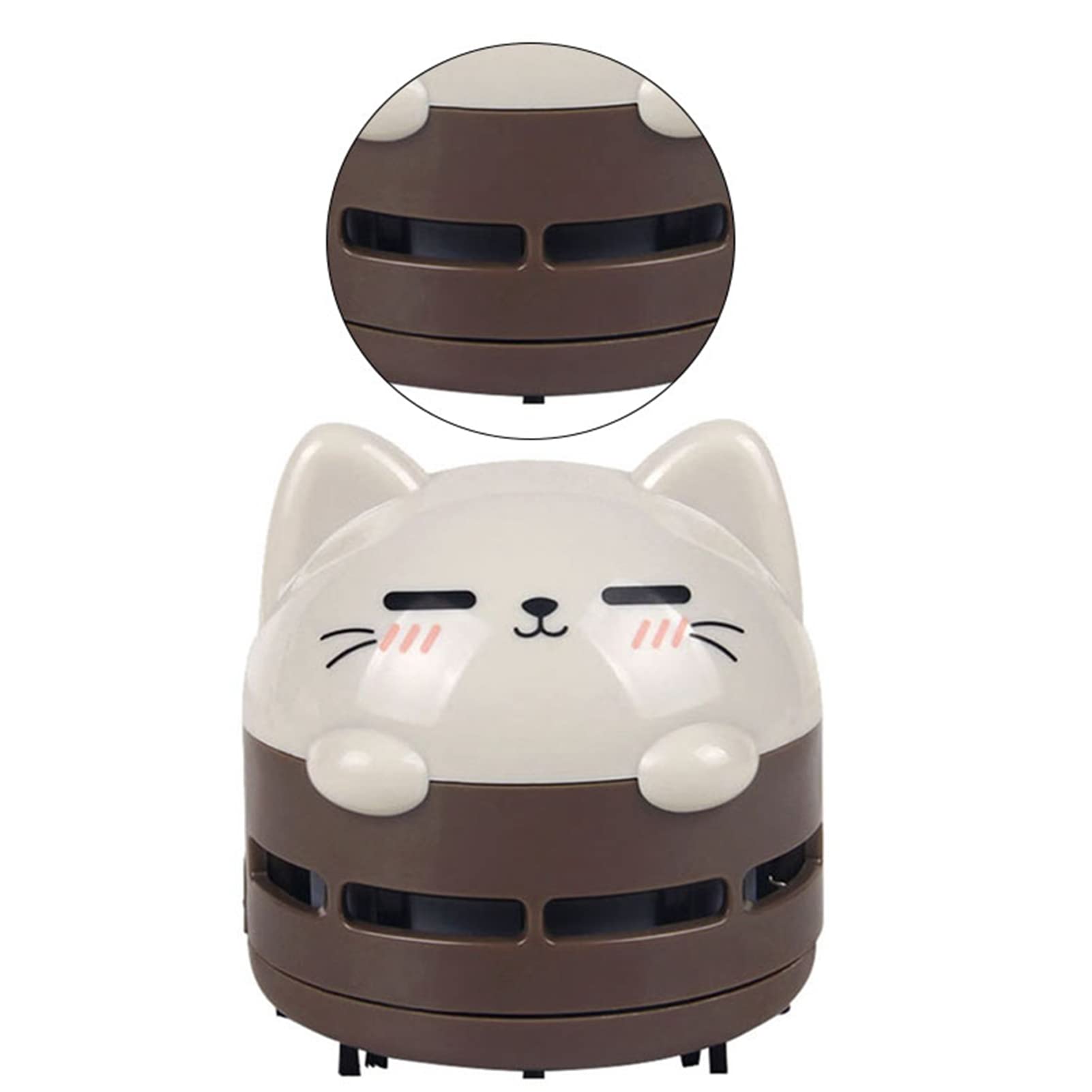 HEITIGN Aspirateur de Bureau pour Chat/Chien, Mini Balayeuse de Poussière de Table Portable sans Fil Rotatif USB en Plastique ABS pour la Maison, Le Bureau, Le Clavier, L'école(Chat)