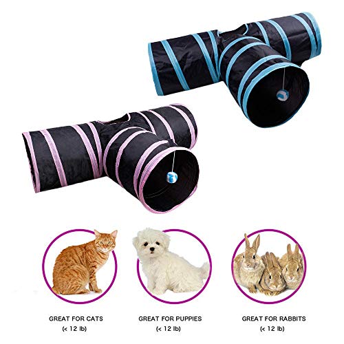 Jullynice Pet Supplies Cat Tunnel 3 Way Kitten Rabbit Play Tubo de Brinquedo Papel Tunnel Dobrável G