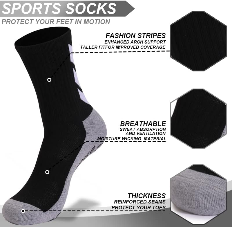 Miniatura 3 de MENDENG Calcetines de agarre para hombres - Calcetines antideslizantes de fútbol y hospital