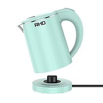 Bollitori elettrici portatili da 0,5 l, bollitore da viaggio in acciaio inox, protezione contro l’ebollizione e spegnimento automatico, perfetto per cucinare in viaggio, caffè, tè, uova (verde)