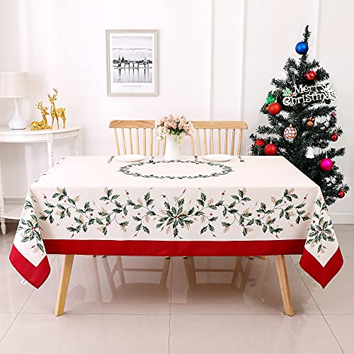 Wewoch Christmas Leaves Print Tablecloth Waterproof And Stain Resistant Table Cloth Decorative Tablecloths Is Suitable For Holiday/Dining/Party Use（60X104 Inch） #TOP1