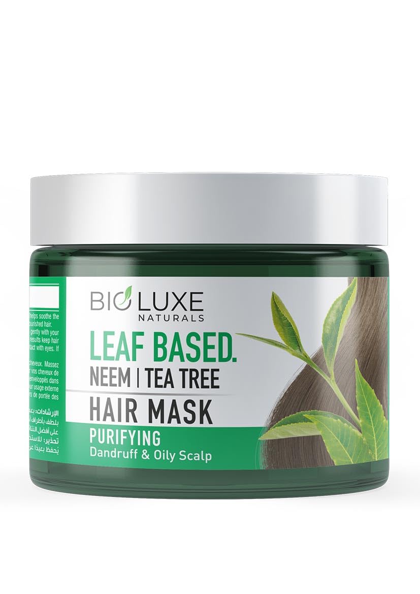 Bioluxe Natural Hair Care Leaf Based Hair Mask 325ml, With Neem & Tea Tree, Purifying Dandruff & Oily Scalp, Hair Masks for Intense Hydration and Repair