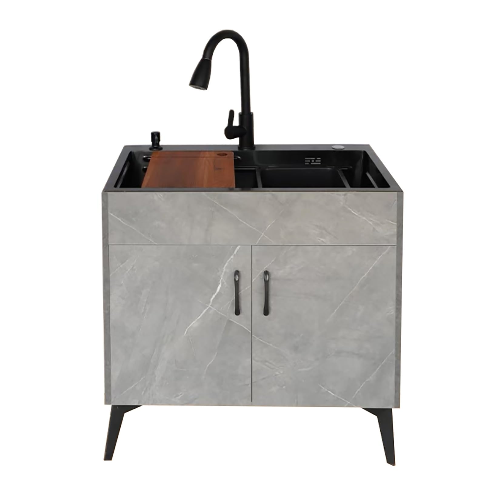 YADZISW Stainless Steel Utility Sink with Storage Shelves, Hot & Cold Faucet, and Drainer for Kitchen, Bathroom, Restaurant, Farmhouse, Laundry