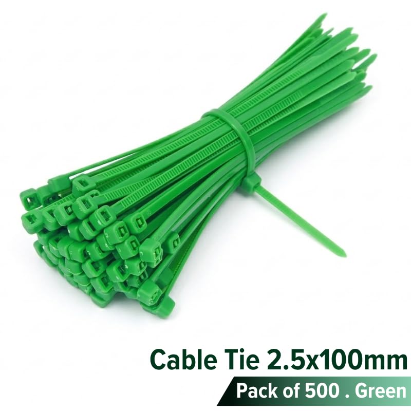 Image of Electronic Spices Cable Tie | 2.5x150mm | Heaener Organizer Tie | Self Locking Nylon Teeth Grip Heavy Duty Strong Zip Wire Fast (500, Green)