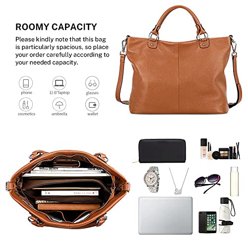 Image of Kattee Women's Soft Genuine Leather Tote Bag, Top Satchel Purses and Handbags