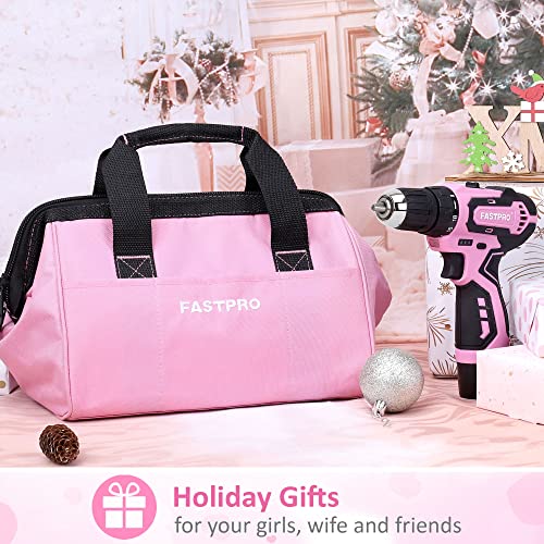 FASTPRO 175-Piece 12V Pink Cordless Drill Set for DIY and Home Maintenance