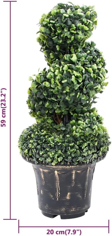 vidaXL Artificial Boxwood Spiral Plant with Pot Indoor Outdoor Topiary Tree Realistic Fake Plant Floral Decor Artificial Flower Green