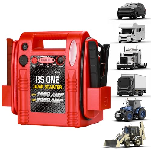 24V/12V Jump Starter 1200/2400 Peak Amp with USB & LED Light