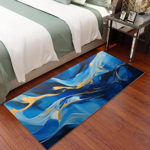 Tapis moderne en marbre bleu effet minéral chic de 120cm - 4