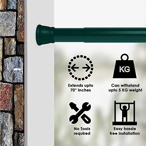 Image of Story@Home Set of 2 Pc 100 CM-160 CM Simple Lightweight Rustproof Metal Adjustable -Length Shower Curtain Tension Rod Green