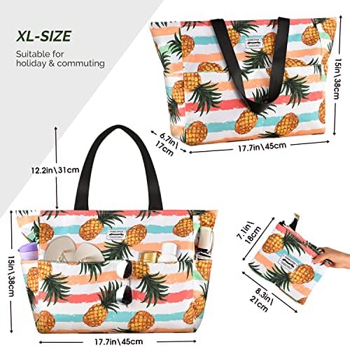 HOMESPON Large Tote Bag for Women Girls Waterproof Travel Beach Bag with Pockets Handbag Foldaway Holiday Travel Lightweight shoulder bag for Gym Daily Bags Upgraded