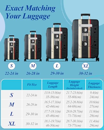 Slohif Luggage Cover for Suitcase Tsa Approved Protector - Luggage Sleeve Large Suit Case Cover Travel Stretch Baggage Case Protective Washable Fit 30-32 Inch Black Tape XL2