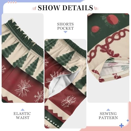 Boys' Pants Red Green Stripe Christmas Long Bottoms Jogger Pants Elastic Waist Trousers with Pockets S-XL4