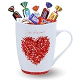 🍫 [ASSORTIMENT 20 CHOCOLATS] Pour satisfaire tous les goûts, ce mug contient un assortiment mixte précis : Kinder Bueno Mini, Kinder Schoko-Bons, Carrés de chocolat Milka, Bonbons Daim au caramel, et miniatures Célébrations (incluant Snickers, Mars, Bounty, Twix).