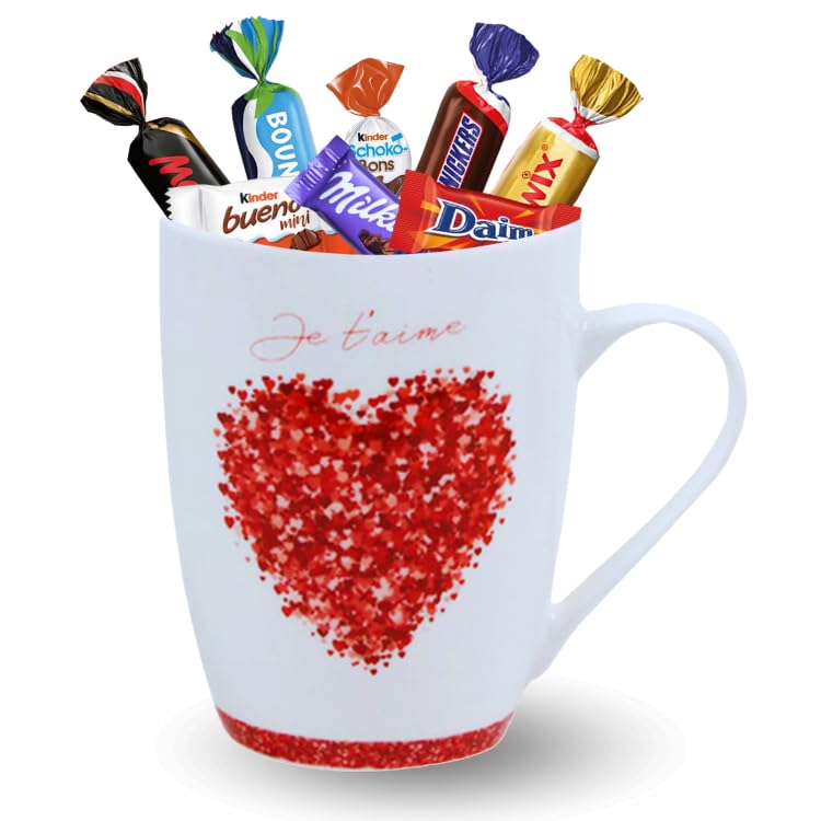 Assortiment de 20 Chocolats Kinder, Milka, Daim & Célébrations + Mug Romantique