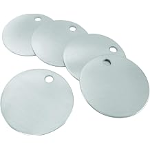 CH Hanson Metal Stamping Blanks - 1-1/4" Blank Tags with Holes, Name & Pet Tags, Label Equipment - Model 1090A, Durable 18-Gauge Aluminum 100 Count