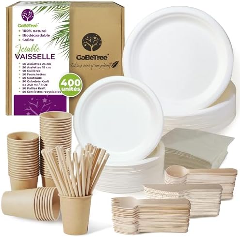 50 Bols En Canne à Sucre Clarina - 500ml 16cm - Biodégradables Écologiques - Pour Fêtes Et Quotidien