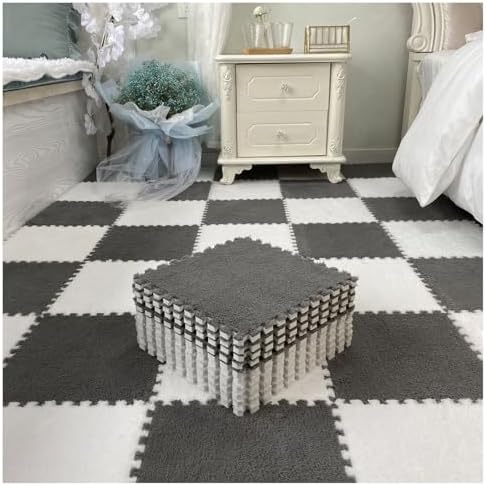 30Pcs Sky Blue & Blue Interlocking Soft EVA Foam Floor Mats, 12"x12", Anti-Slip Puzzle Tiles for Kids' Playroom, Bedroom, Living Room, Thick & Fluffy Home Decor