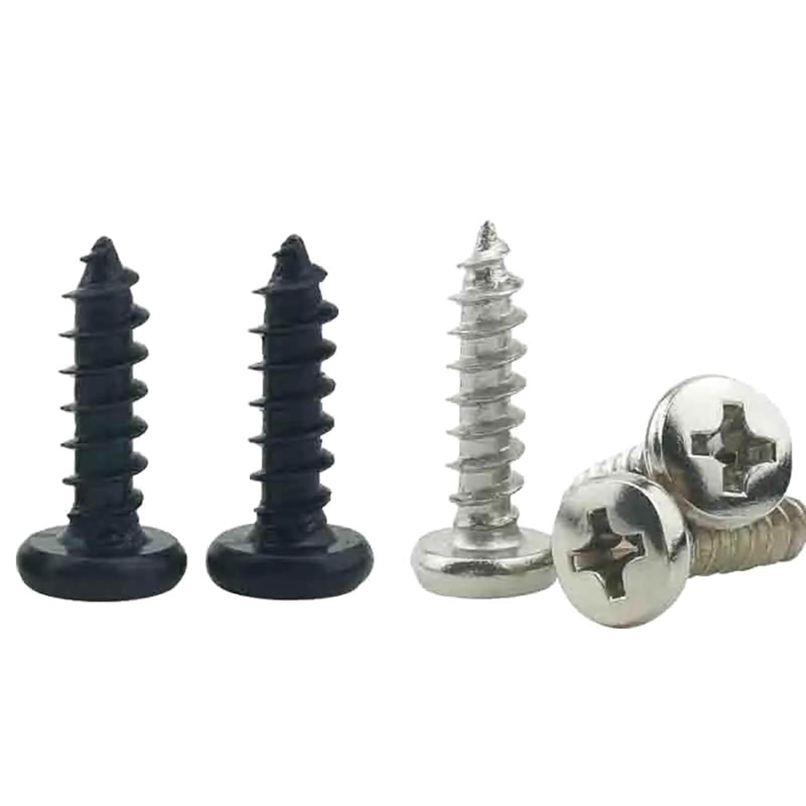 Vite Autofilettante nera/Placcatura in Nichel Vite a Testa Tonda con Testa a Fungo Phillips Truss, Nero, M2.6,6mm