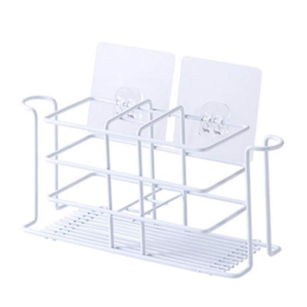 JINGYAN Toothbrush Holders Wall Stand Bathroom Toothbrush Storage Holder Iron Toothpaste Shelf Rack Accessories(1)