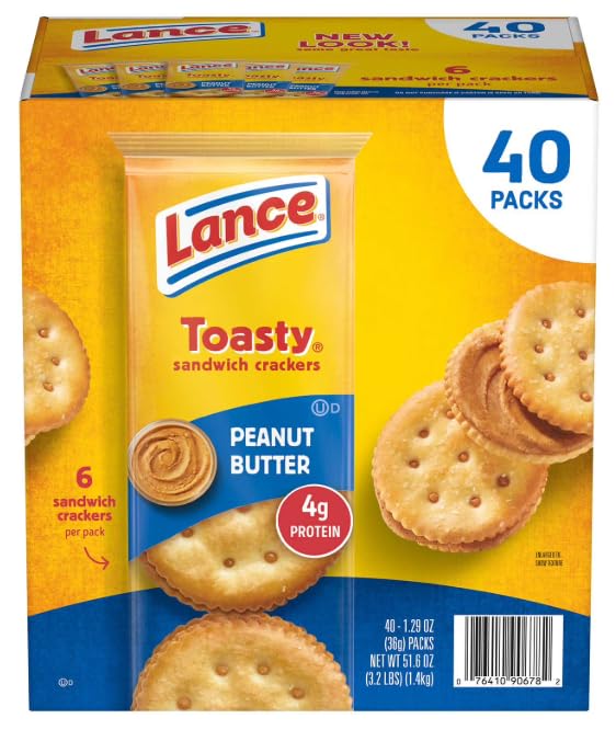 Lance Toasty Peanut Butter Sandwich Crackers, 1.29 oz., (40 pack)