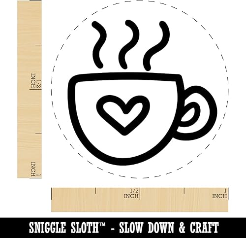 Miniatura 8 de Taza de café caliente al vapor con corazón, sello de goma autoentintado, sello de tinta para sellar planificadores de manualidades, 34 pulgadas