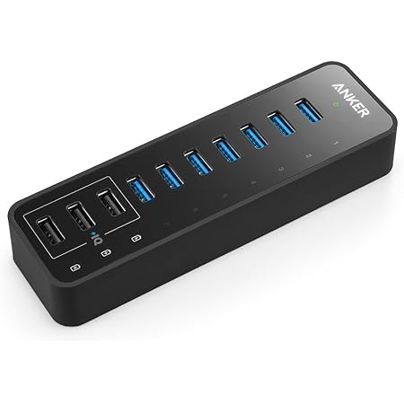 Anker 10 Port 60W Data Hub with 7 USB 3.0 Ports and 3 PowerIQ Charging Ports for Macbook, Mac Pro/mini, iMac, XPS, Surface Pro, iPhone 7, 6s Plus, iPad Air 2, Galaxy Series, Mobile HDD, and More