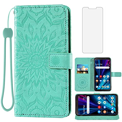Housse Alcatel TCL A3X motif tournesol avec porte-carte pour femme active