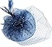 Focupaja Fascinators Hats Women Pillbox Hat with Mesh Veil Feathers Derby Headband Wedding Headwear Tea Party Hair Clip 20s 50s Top Hat W4-48-Navy blue
