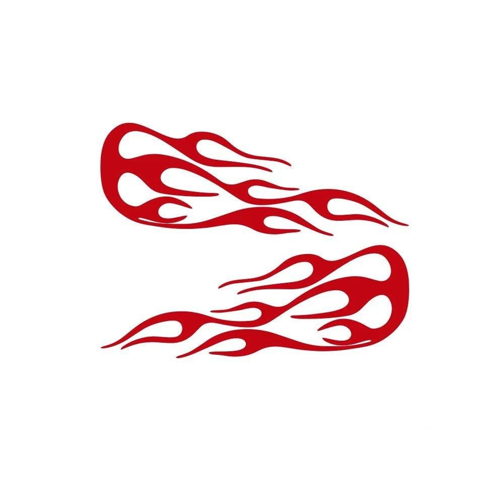 1Pair Flame Vinyl Sticker Decals Stickers for Car Tank Waterproof(35.5X27CM-Red)