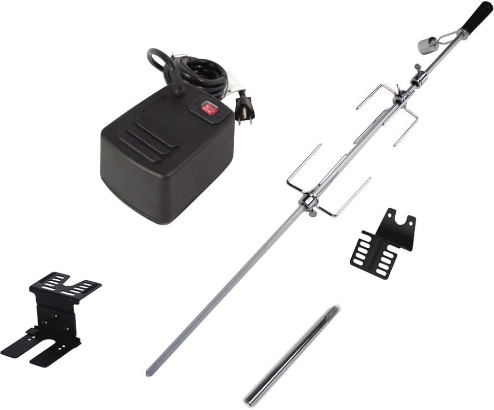 Dyna-Glo Universal Heavy Duty Rotisserie Kit for Grills, Black & Silver