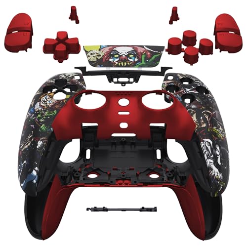 eXtremeRate Ensemble Complet de Coques avec Boutons et pavé Tactile Compatible avec Manette PS5 Edge, Garniture décorative de Rechange effrayante Compatible...
