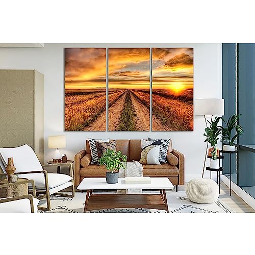 Impression sur toile ZELLART Sunset Road tableau XXL 180x120 cm prêt à accrocher pour décoration