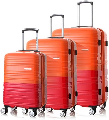 HONCARDO Luggage Sets Bi-color Hardshell Lightweight Spinner Suitcase (20", 24"& 28") with TSA