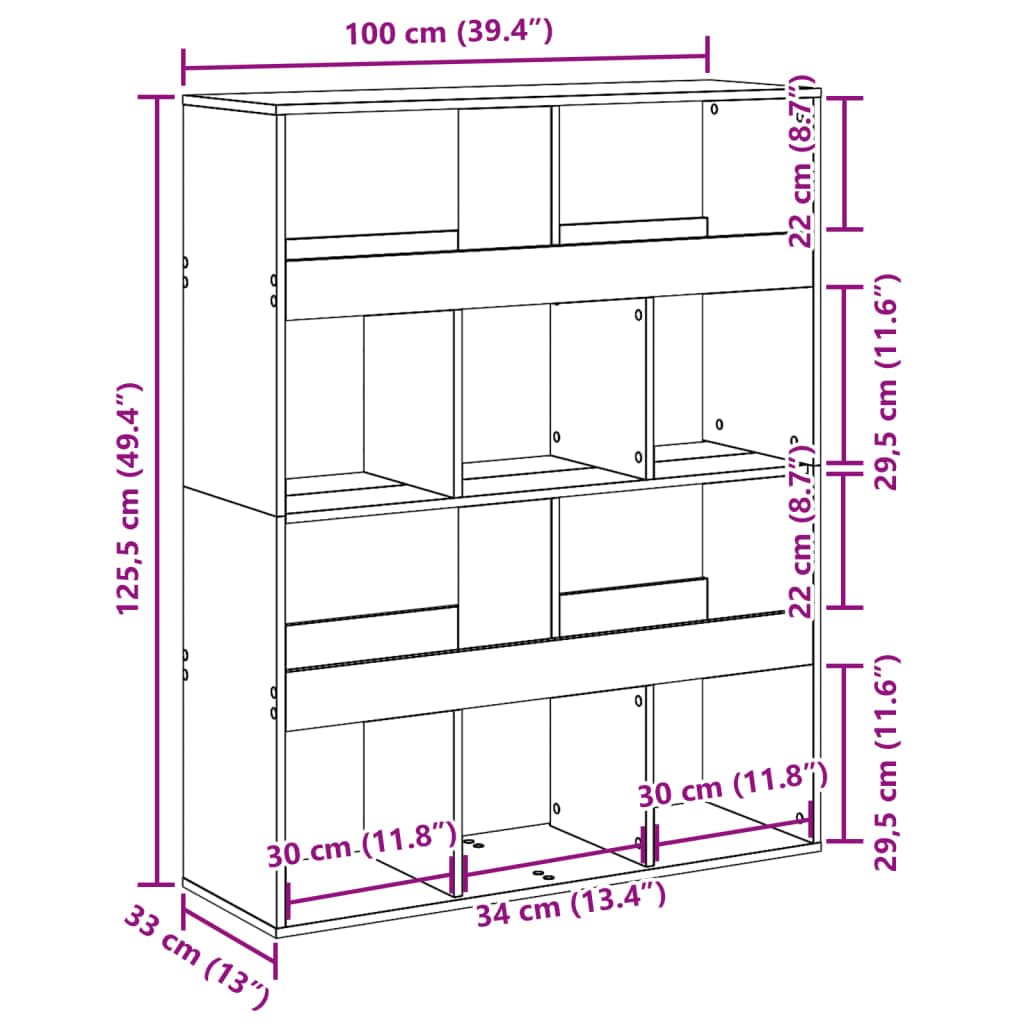 Bücherregal Weiß 100x33x125,5 cm Holzwerkstoff Standregal