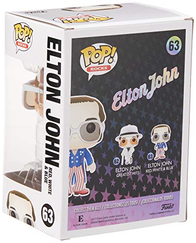 Funko – Figurine POP Vinyle – Rocks – Elton John, 26295, Rouge/Blanc/Bleu - Les Beatles, Paul McCartney, John Lennon, RIngo Starr, George Harrison Funko - Figurine POP Vinyle - Rocks - Elton John, 26295, Rouge/Blanc/Bleu – Image 5