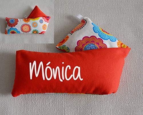 Saco térmico de semillas personalizado"tela estampada". Conocido como cojín térmico. Un producto 100% natural. Rellenos de semillas de trigo y hierbas aromáticas. Regalo original y hecho a mano