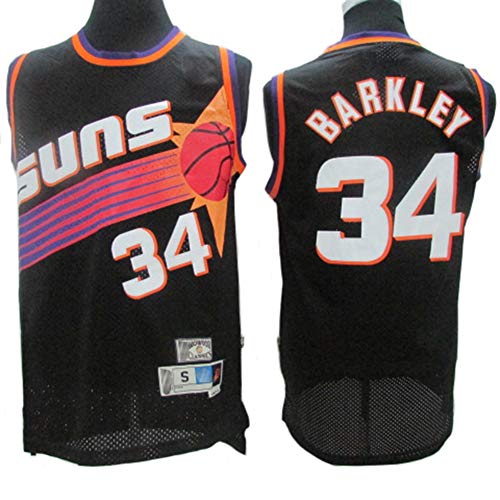 XH-Sport Camiseta de Baloncesto para Hombre Suns 34# Barkley, Uniforme de Fan Unisex de Tela Transpirable Vintage Genial,A,M(175CM/65~75Kg)